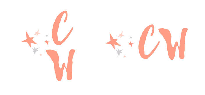 CW -Peach on White Vertical and Horizontal Initials and Logo