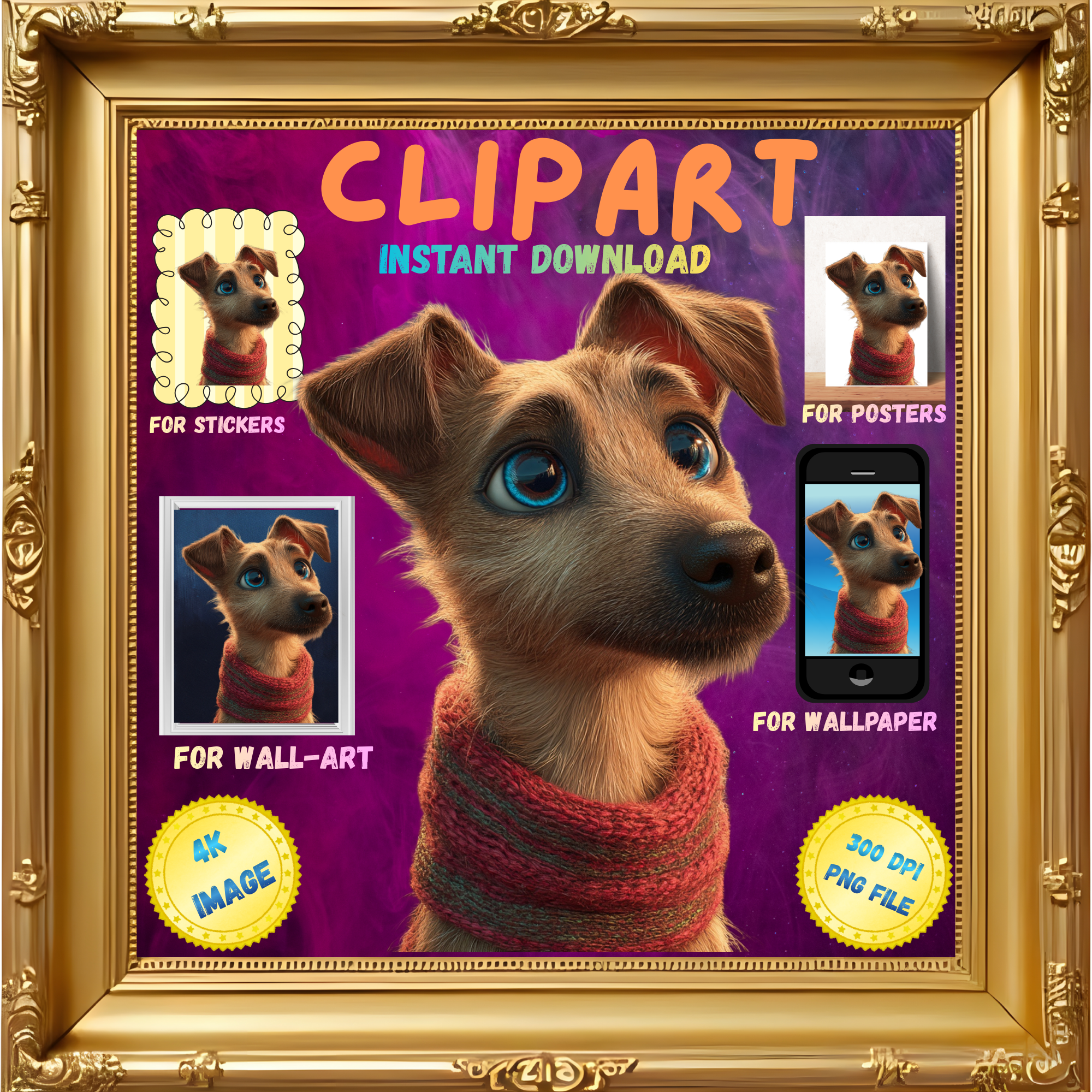 Clipart, Dog, V4 (Instant Download)