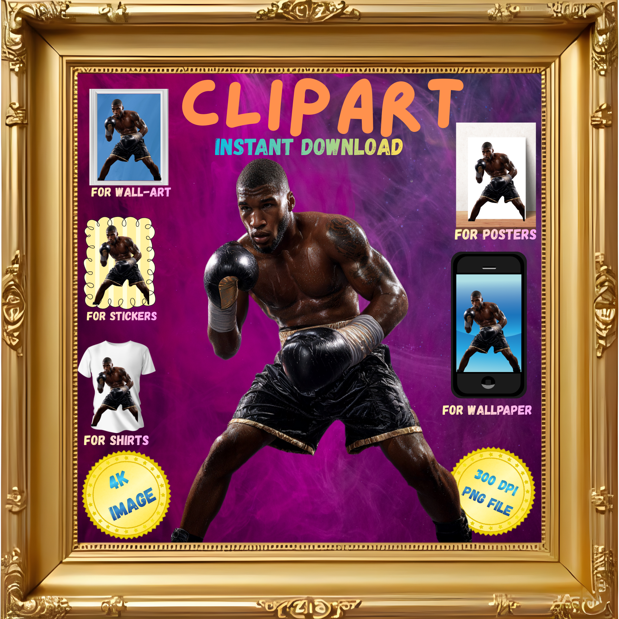 Clipart, Boxing, V2 (Instant Download)
