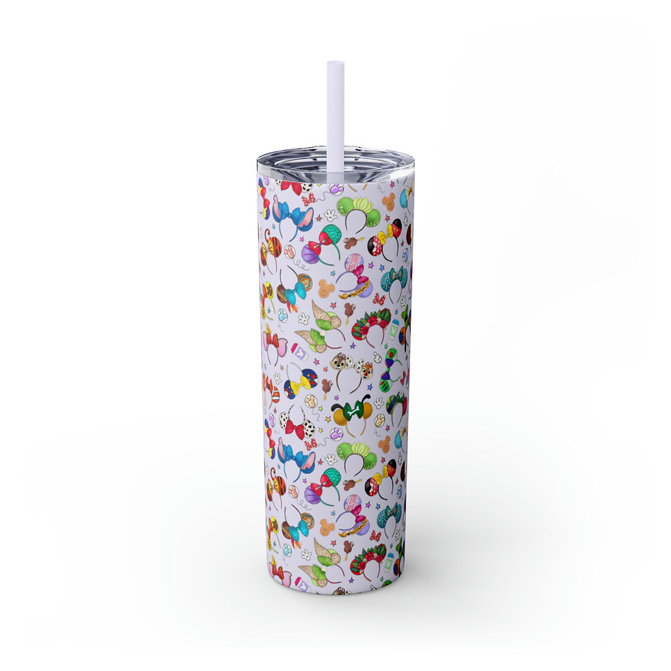 Mickey Ears Skinny Tumbler with Straw, 20oz