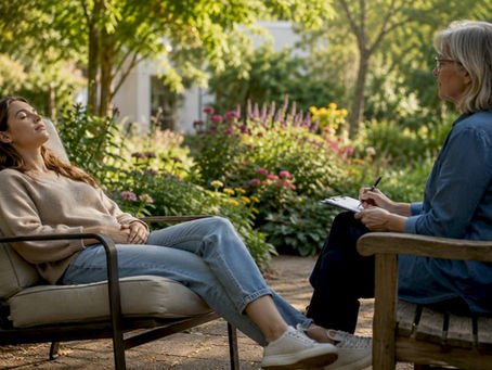 Woman in hypnotherapy session relaxing