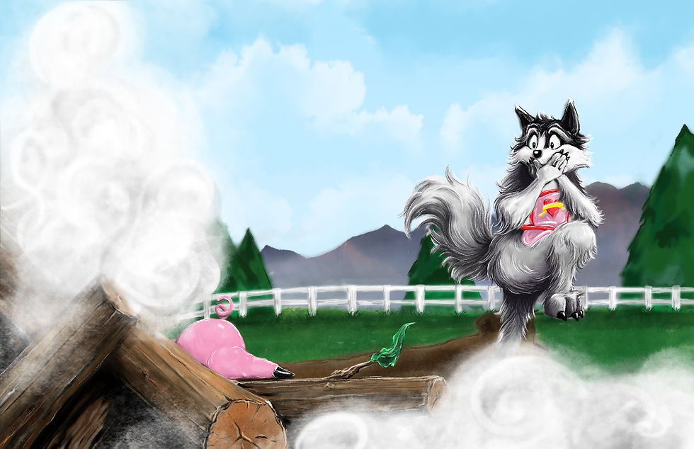 The Real Story of the Three Little Pigs - Spread 16-17