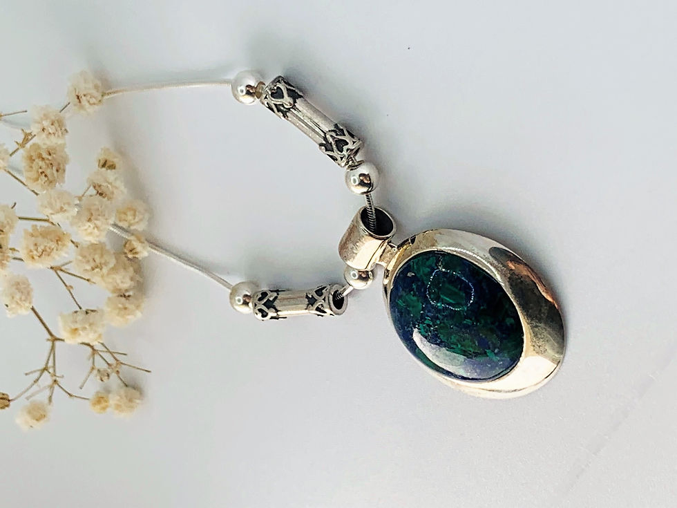 Thumbnail: Eilat Stone Pendant, 925 sterling silver with Eilat Stone and a chain