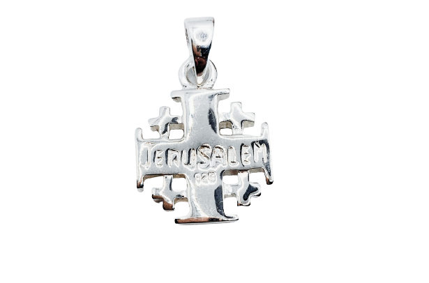Thumbnail: Set of 2 Silver Jerusalem Cross Pendant, small and large, 925 sterling silver