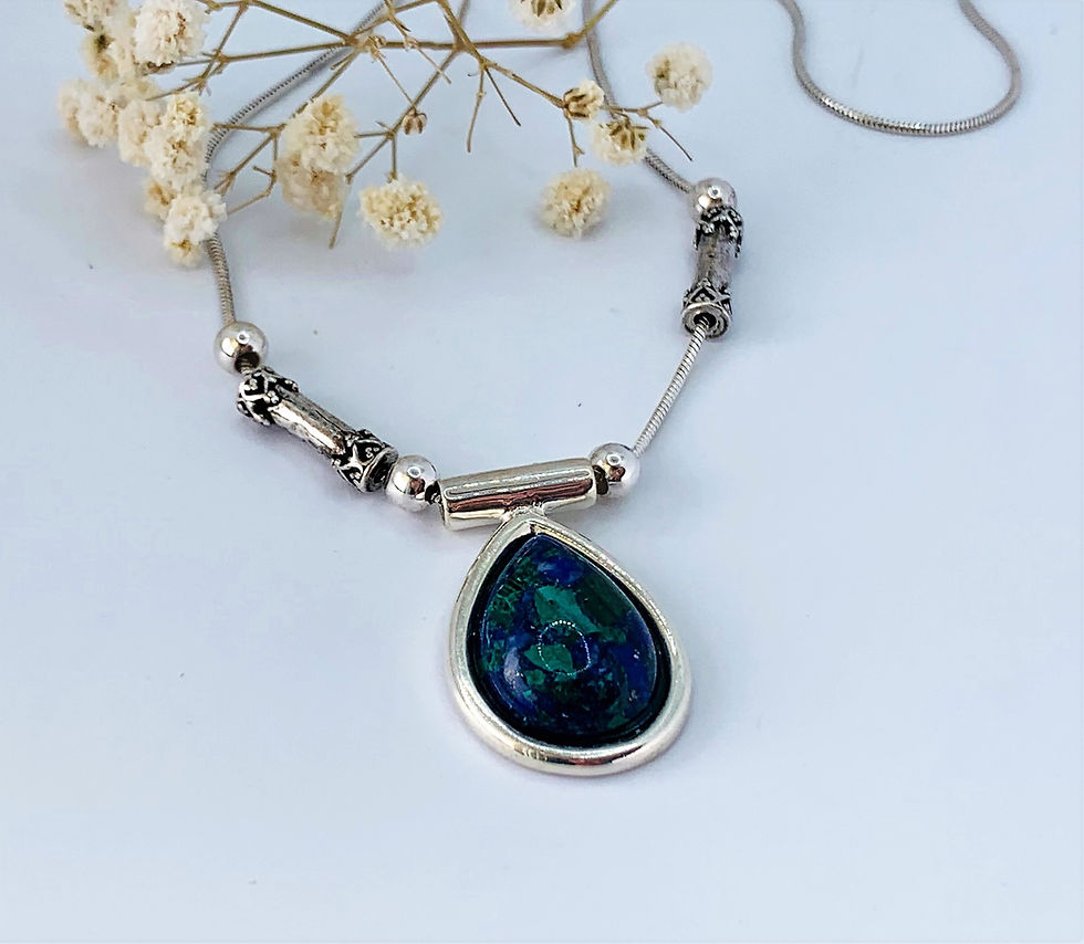 Thumbnail: Eilat Stone Pendant, 925 sterling silver with Eilat Stone and a chain