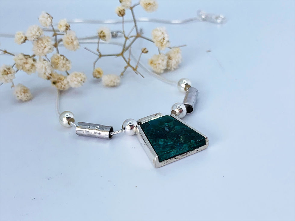 Thumbnail: Eilat Stone Pendant, 925 sterling silver with Eilat Stone and a chain