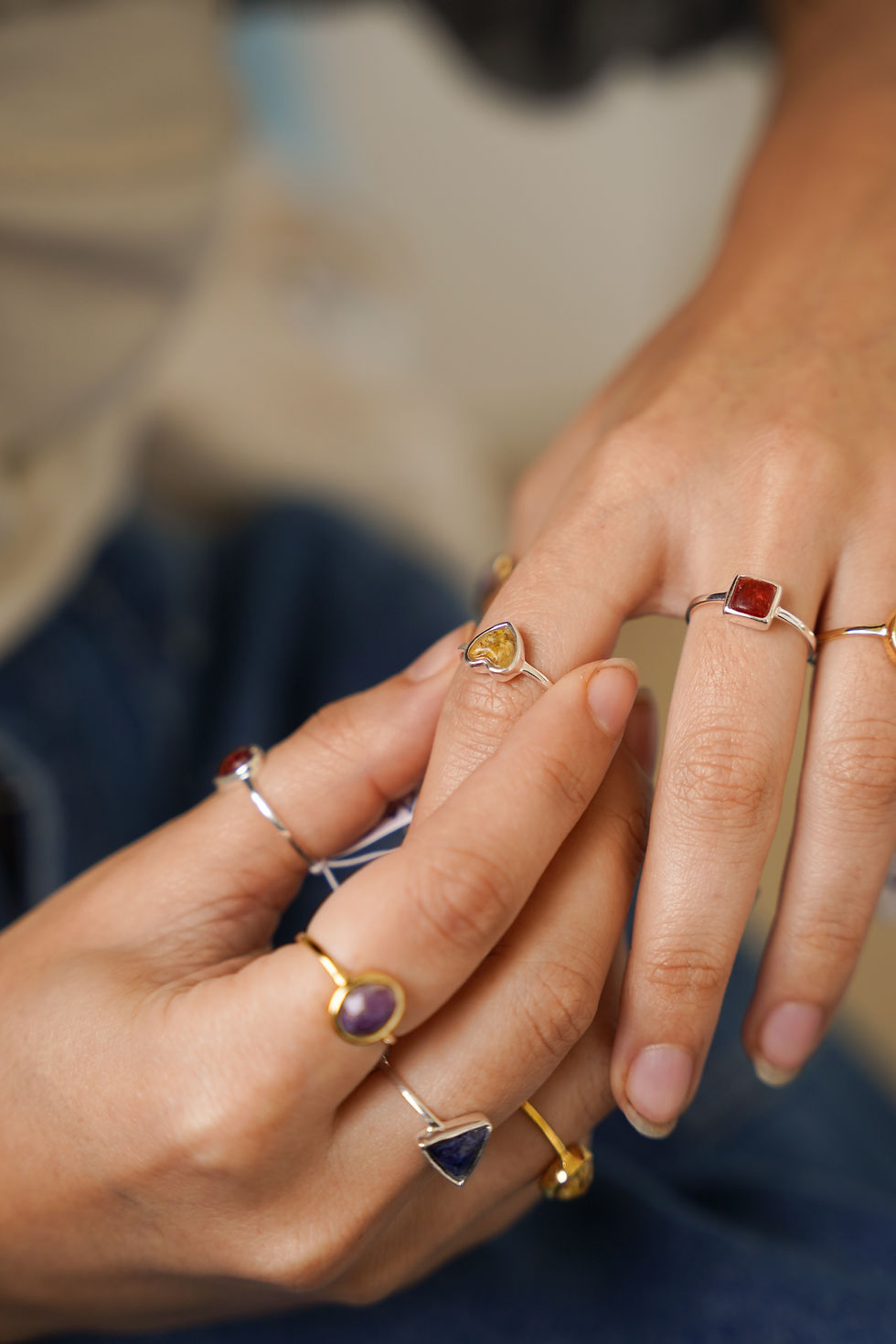 Thumbnail: Silver sterling 925 ring with real dried flowers, Square