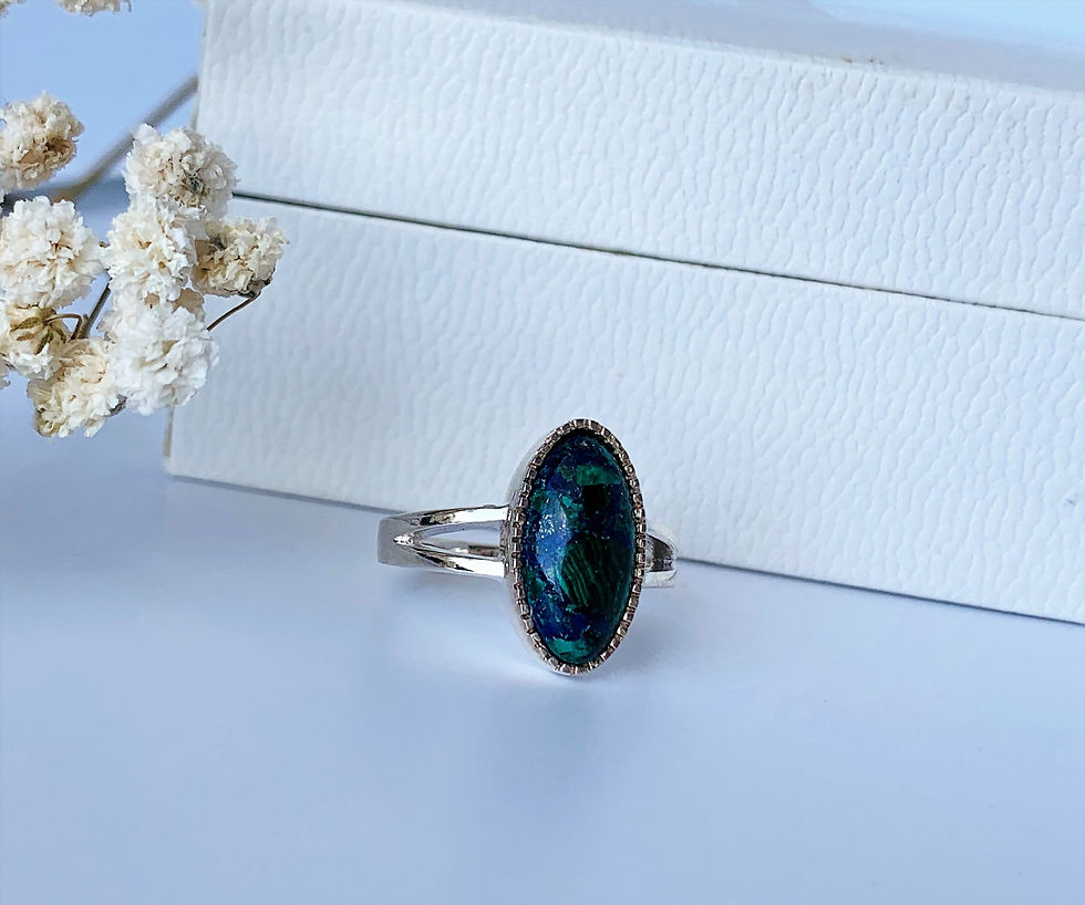 Thumbnail: Eilat Stone Ring, 925 sterling silver with Eilat Stone