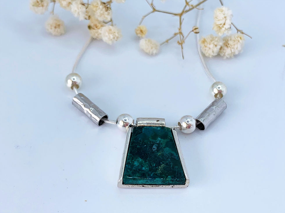 Eilat Stone Pendant, 925 sterling silver with Eilat Stone and a chain