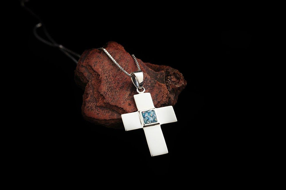 Thumbnail: Set of 2 Nano Bible Cross items, Regular and Roman Glass, New Testament SIM