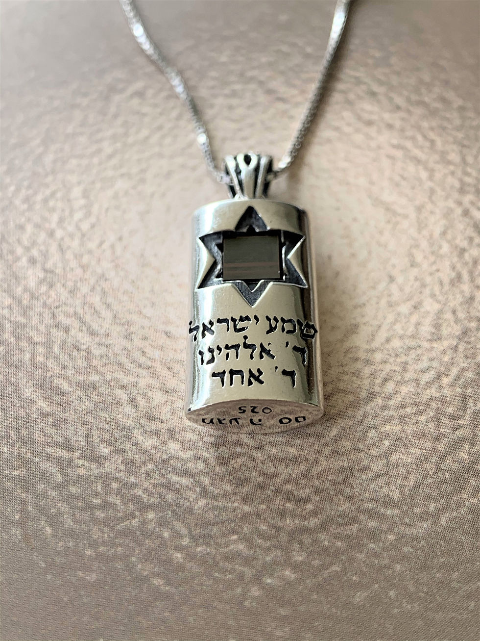 Thumbnail: Mezuzah with Shema Yisrael prayer pendant with Old Hebrew Bible Nano sim