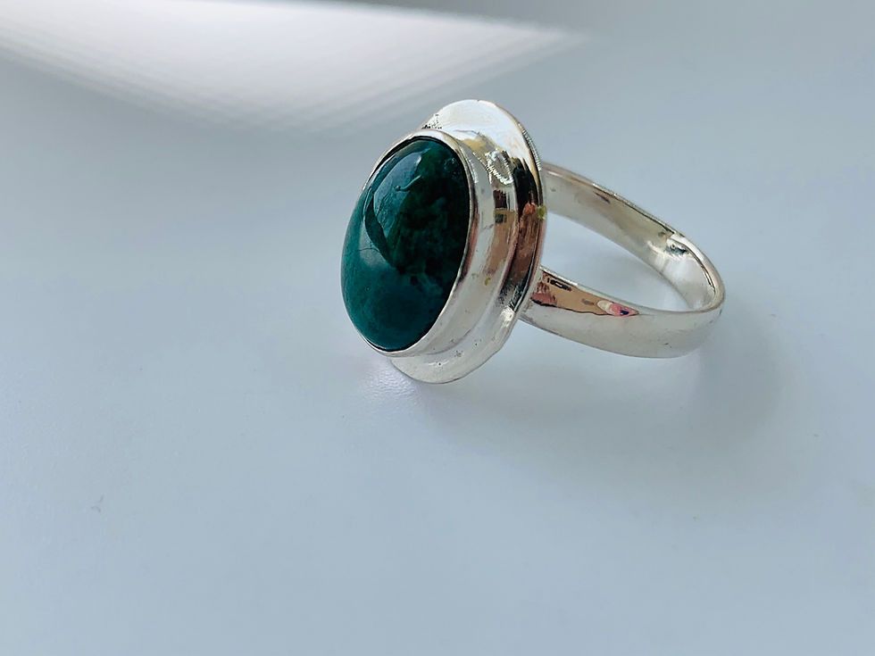 Thumbnail: Eilat Stone Ring, 925 sterling silver with Eilat Stone