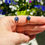 Thumbnail: Set of round blue silver sterling and gold plated  rings with the blue corn flowers from the Holy Land