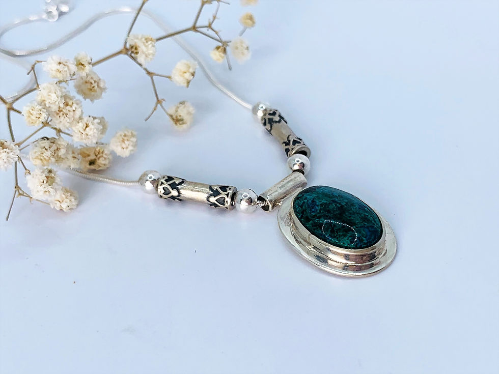 Eilat Stone Pendant, 925 sterling silver with Eilat Stone and a chain