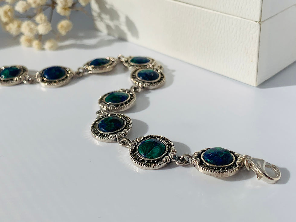 Thumbnail: Eilat Stone Bracelet, 925 sterling silver with Eilat Stone