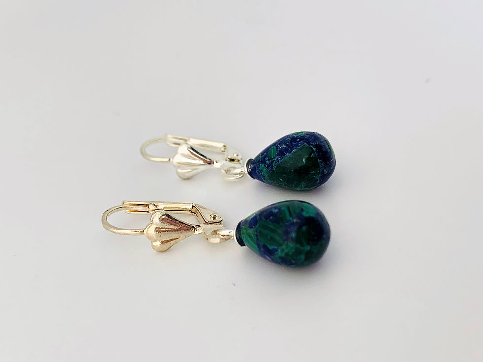 Thumbnail: Eilat Stone Earrings, 925 sterling silver with Eilat Stone