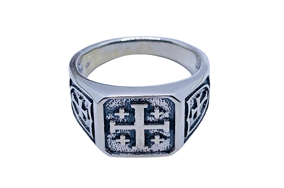 Thumbnail: Christian ring for men,  Jerusalem Cross, 925 sterling silver