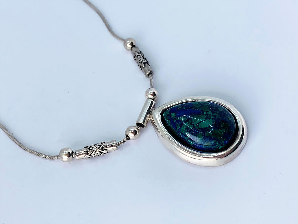 Thumbnail: Eilat Stone Pendant, 925 sterling silver with Eilat Stone and a chain