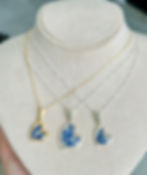 Silver/Gold Plated Heart pendant with real dried blue wthite flowers from the Holy Land