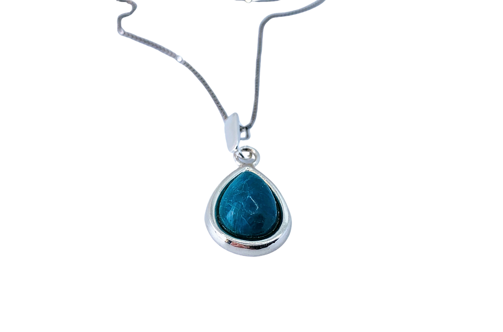 Thumbnail: Set of Eilat Stone Pendant and Earrings, 925 sterling silver with a chain