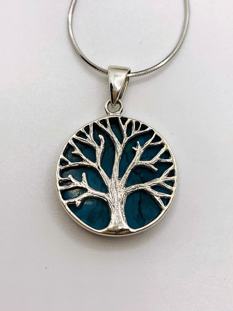 Thumbnail: Eilat Stone Tree of Life Pendant, 925 sterling silver with Eilat Stone and chain