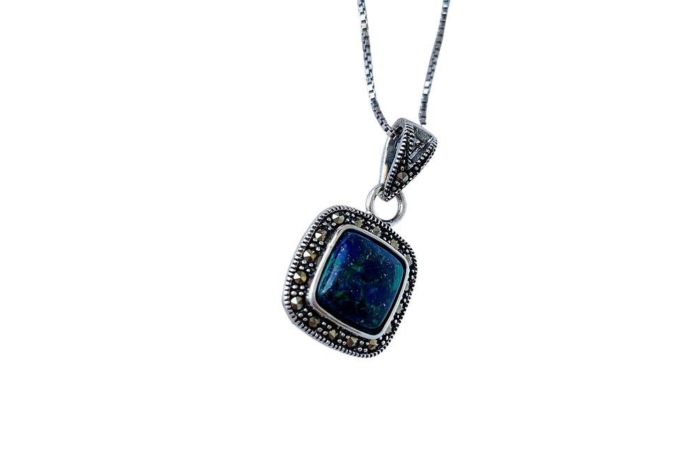Thumbnail: Eilat Stone Pendant, 925 sterling silver with Eilat Stone and a chain