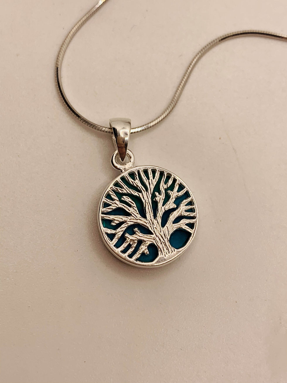 Thumbnail: Eilat Stone Tree of Life Pendant, 925 sterling silver with Eilat Stone and chain