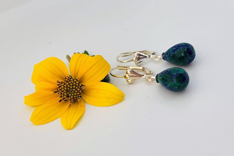 Thumbnail: Eilat Stone Earrings, 925 sterling silver with Eilat Stone
