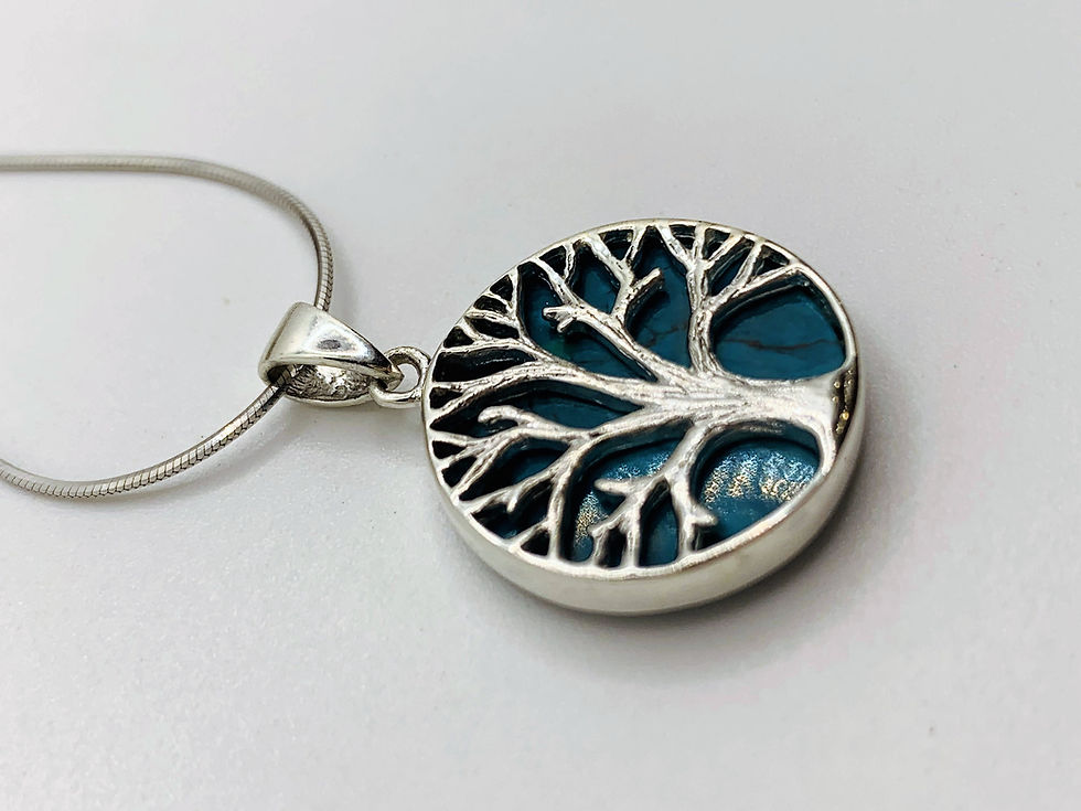 Thumbnail: Eilat Stone Tree of Life Pendant, 925 sterling silver with Eilat Stone and chain