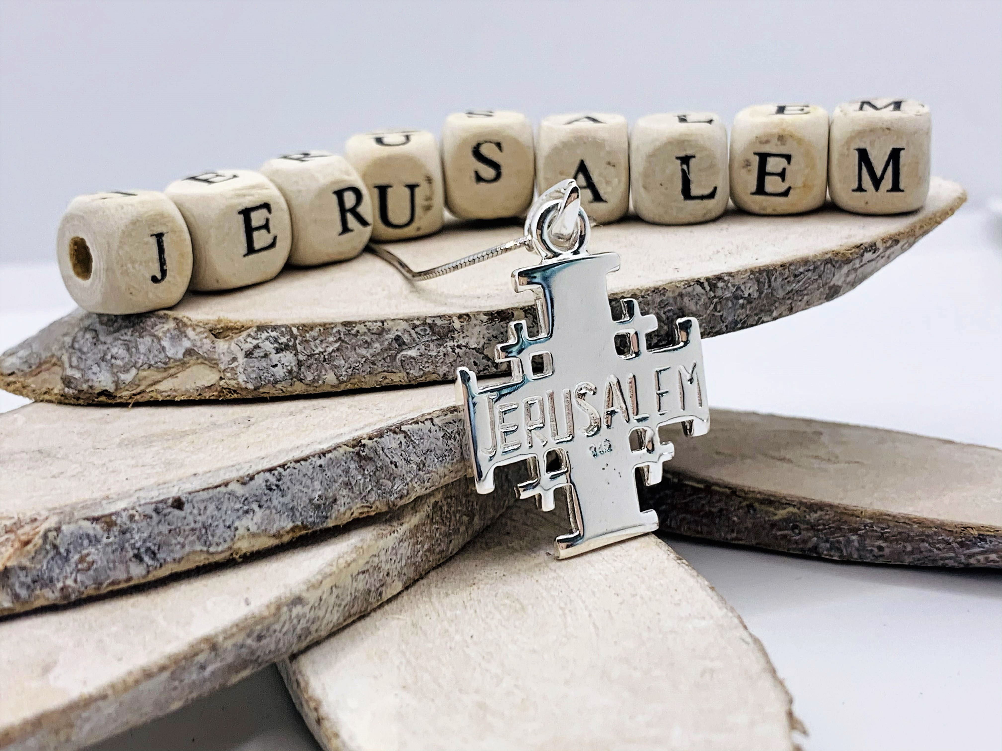 Silver Jerusalem Cross Pendant, small or large, 925 sterling silver