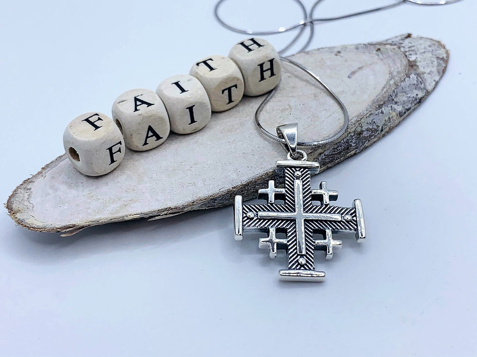 Thumbnail: Silver Jerusalem Cross Pendant, Different sizes, 925 sterling silver