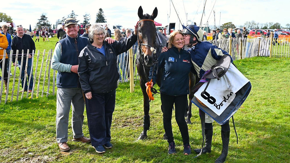 A happy Jack and Teresa after Ninth Wave wins at Cotley