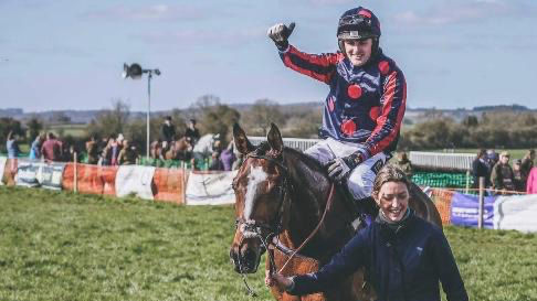 Joe after his first winner as a trainer with Carriglux
