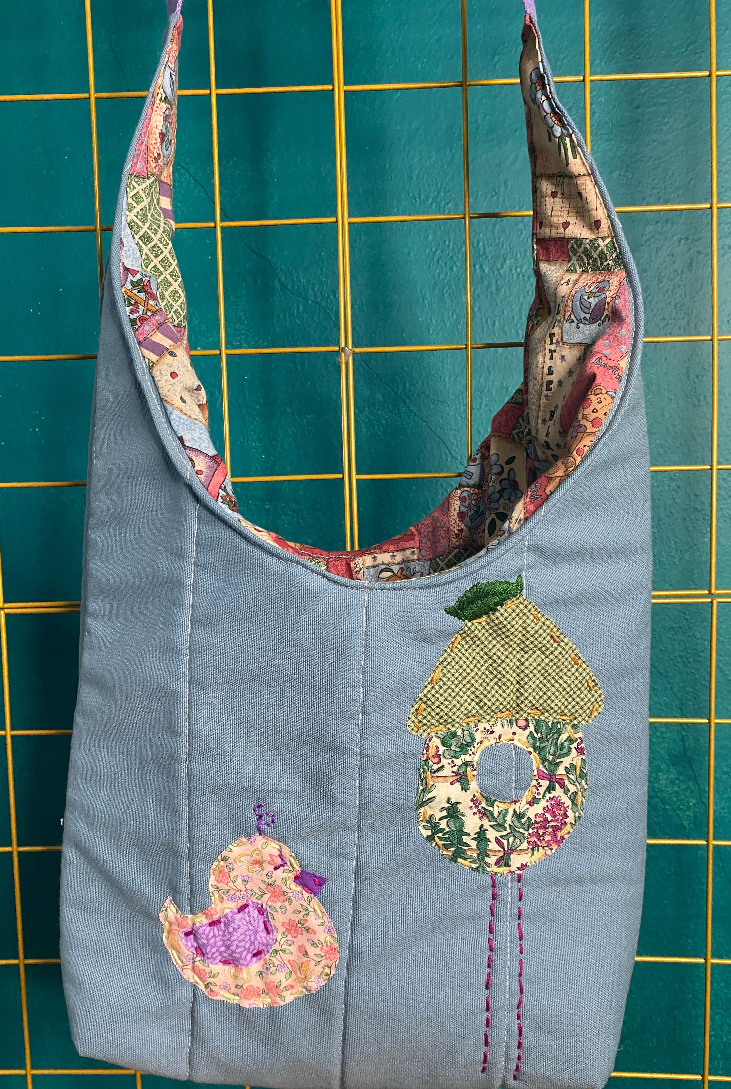 Appliqued/Hand-Stitched Hobo Bag