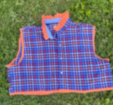 1x/2x Blue/Orange Plaid Crop Top