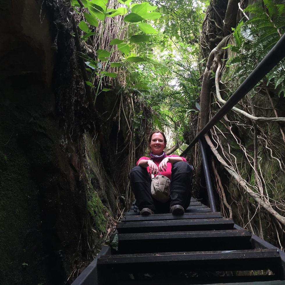 Lots of steps!!!! Suzie needed a rest in the humidity at Salto Suizo- AvVida.co.uk