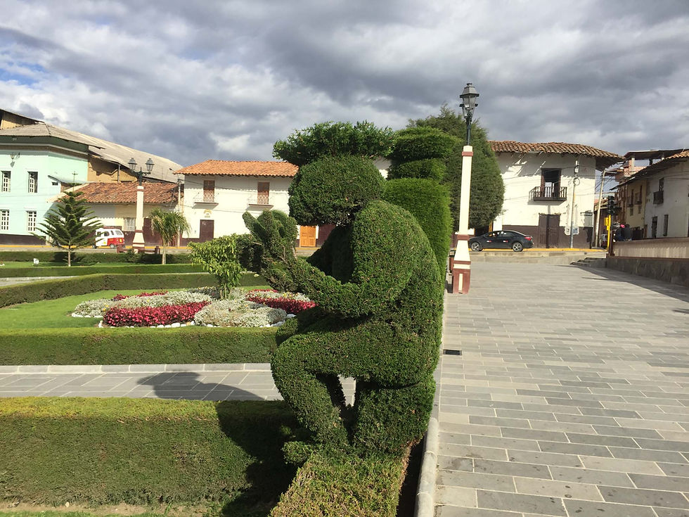One of the many sculptures in Huamachuco plaza. Photo by Suzie Bostock.