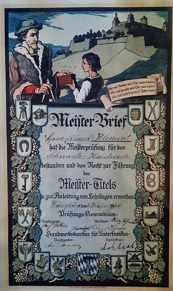 Meisterbrief Metallbaumeister Schmiedemeister Ausbilder Meistertitel