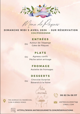 Menu de Pâques 2026