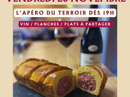 Afterwork le vendredi 28 Novembre à partir de 19h : l'apéro du terroir par le Club des Epicuriens de l'Antre