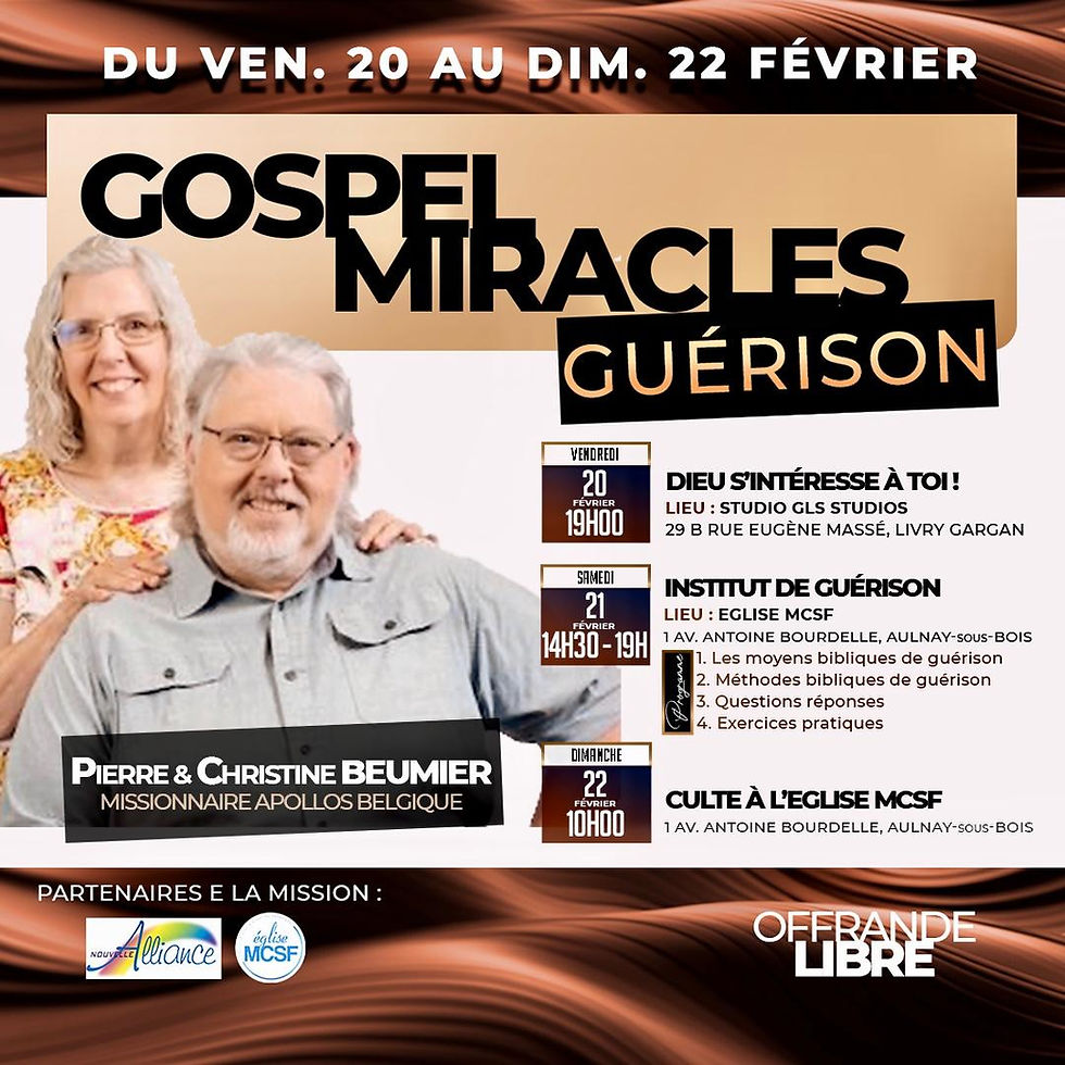 INSTITUT DE GUÉRISON : Église MCSF : AULNAY-SOUS-BOIS France.