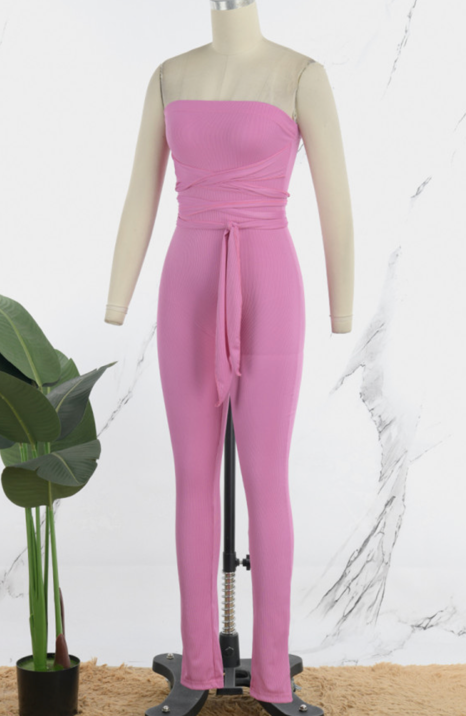 Thumbnail: Solid Bandage  Strapless  Jumpsuit