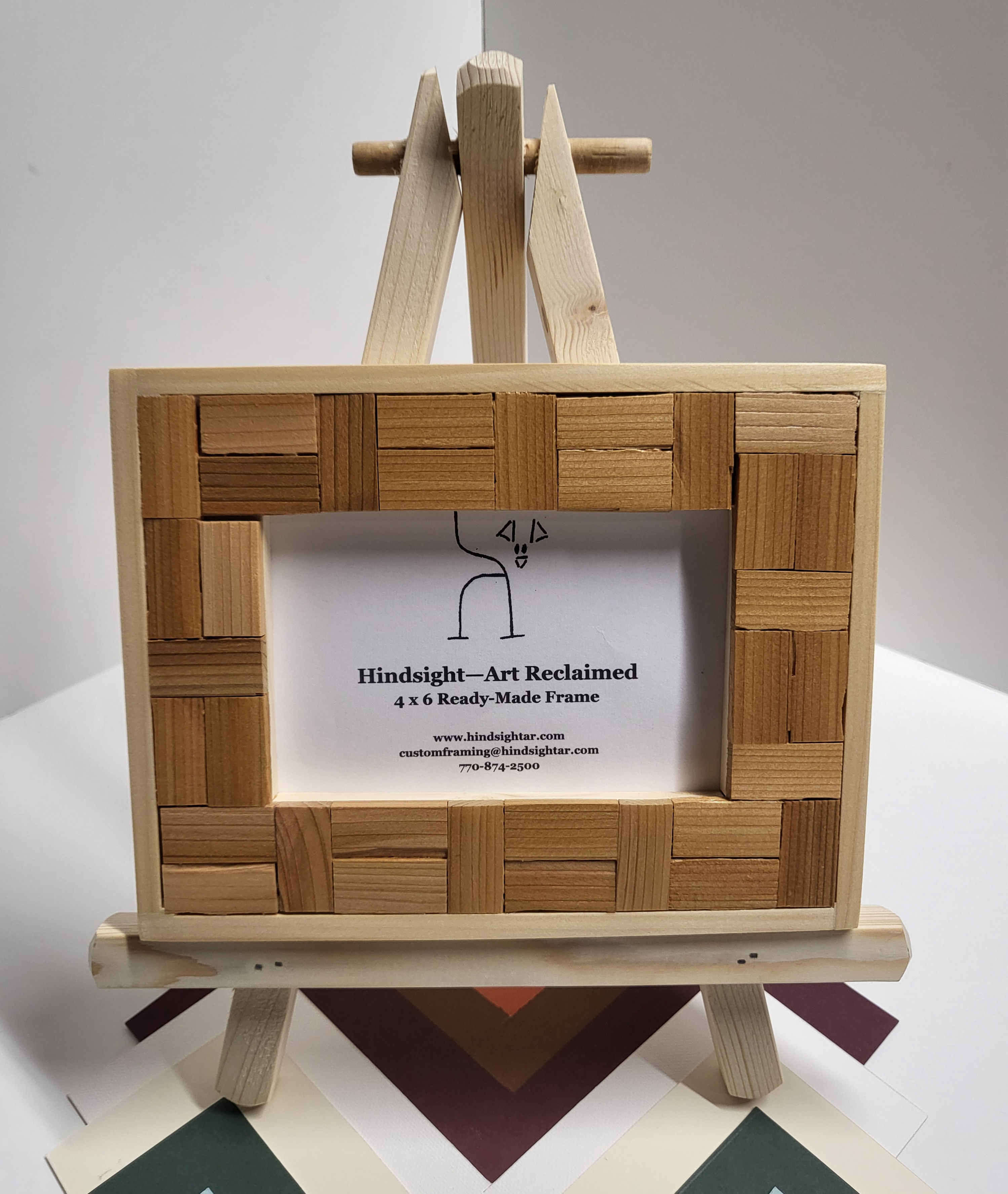 4 x 6, Wooden Tile Picture Frame, Folk Art Design, Scrap Wood, Handmade