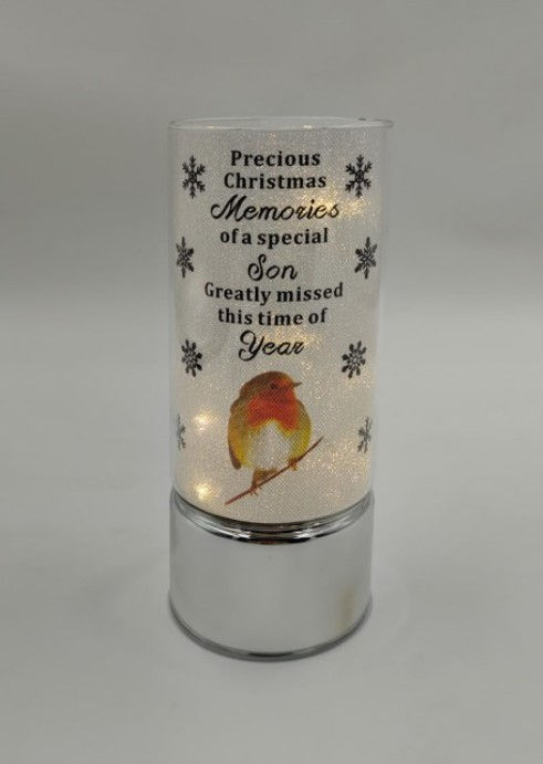 Thumbnail: Battery Operated Tube Light With Christmas Robin Detail & Message