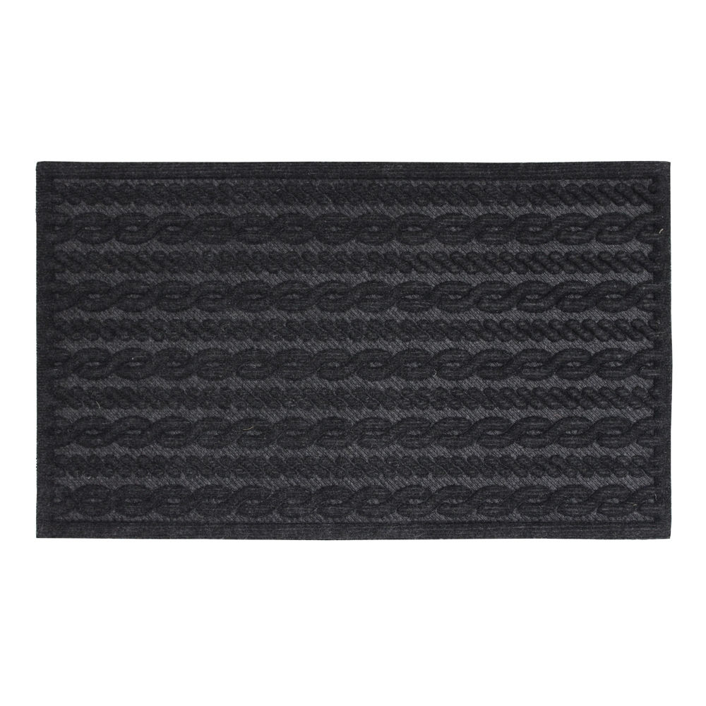 Charcoal Traditional Knit Design Ribbed Scraper Door Mat 40x60cm