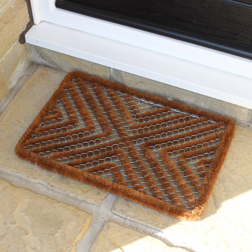Thumbnail: Boston Brush Coir Steel Scraper Entrance Door Mat 39x59cm