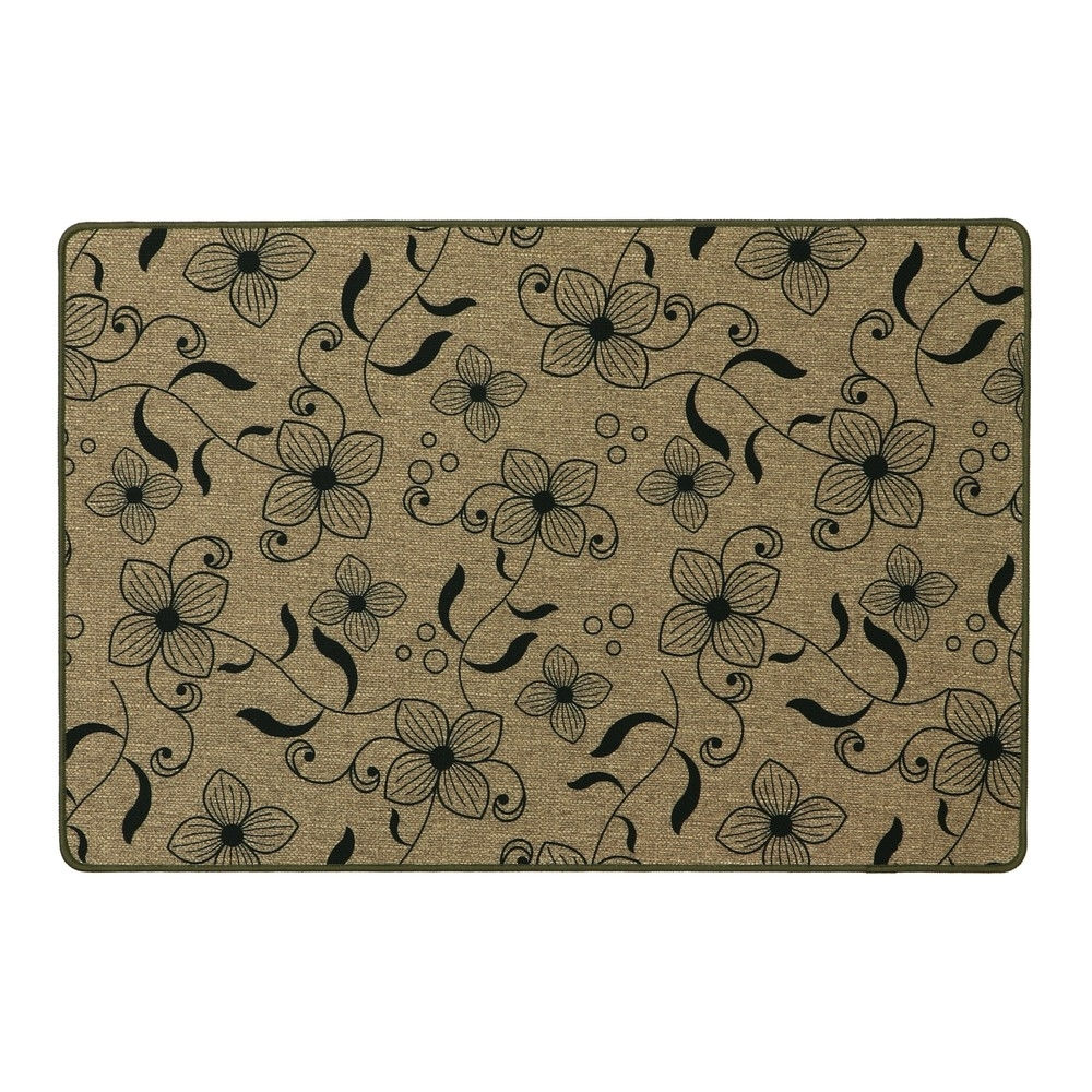 Elegance Stylish Flowers Beige Indoor Machine Washable Door Mat