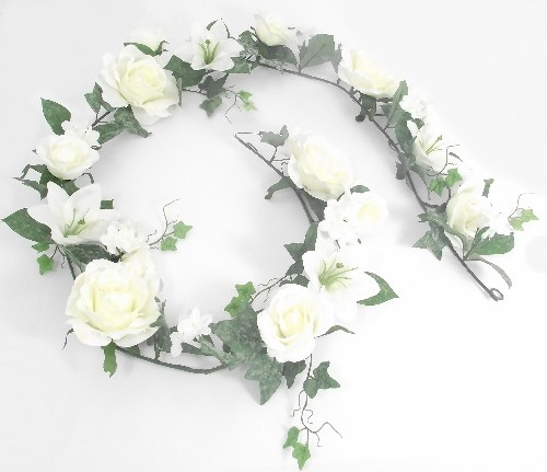 Thumbnail: Beautiful Rose Lily & Stephan Flower Garlands With White Stones