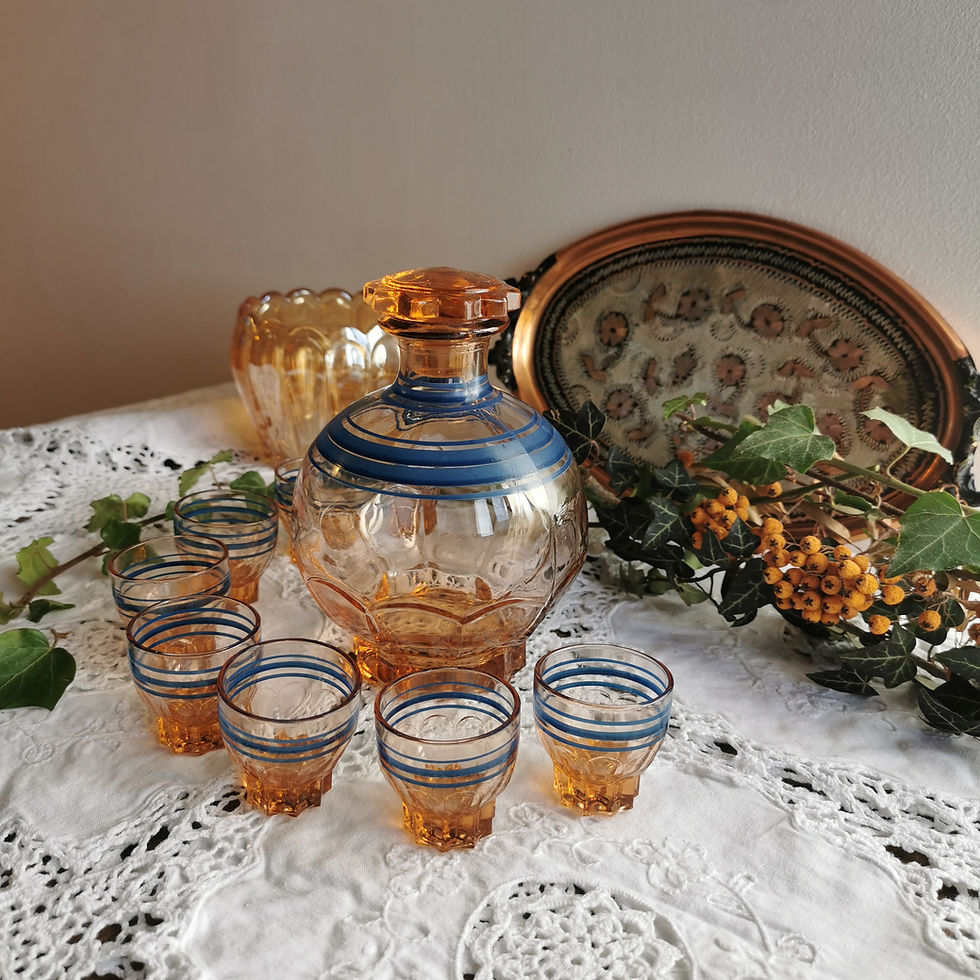 Miniature : Carafe et ses 8 verres, service à liqueur 1950