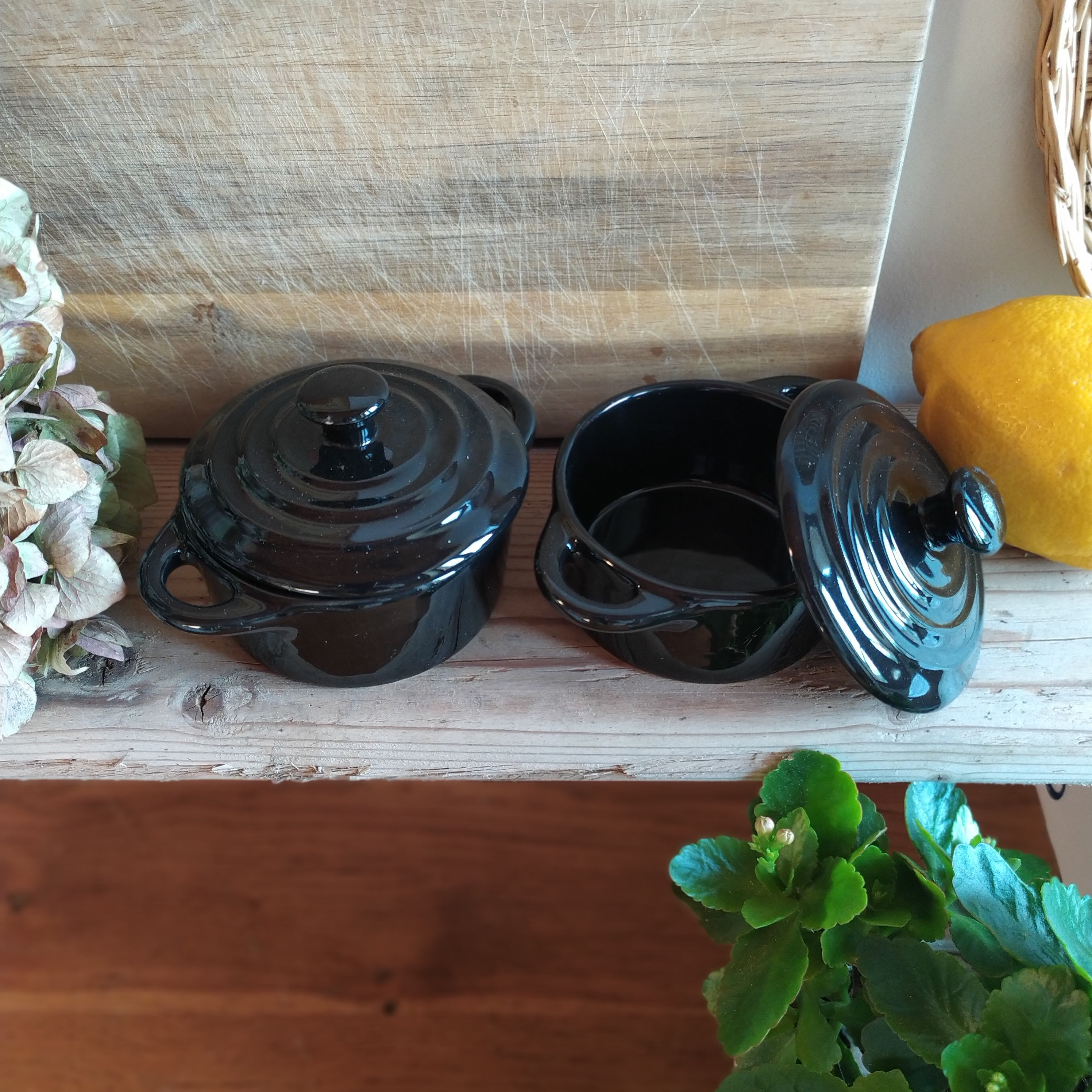 Duo de mini-cocottes noires